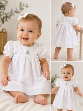 Petit Ami White Embroidered Dress